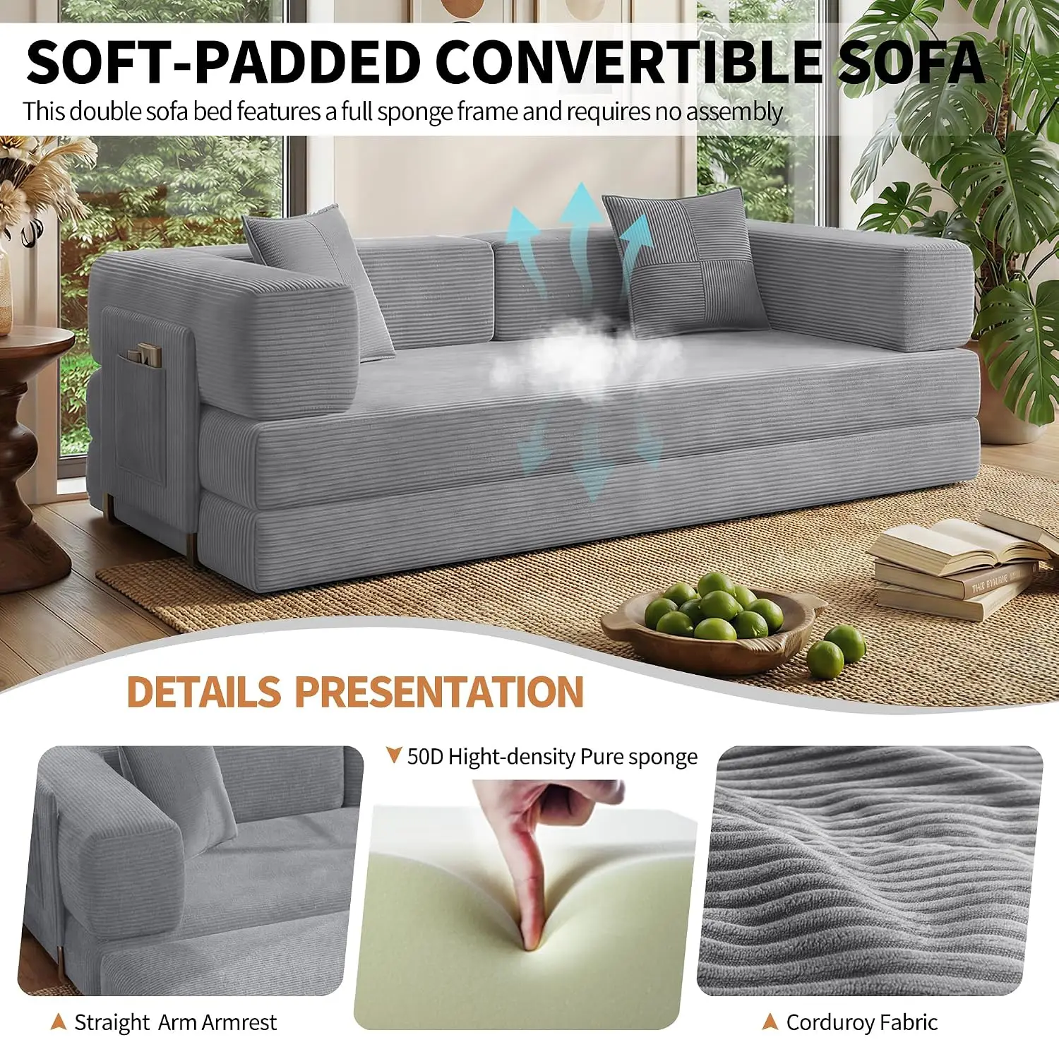 Modern Convertible Sleeper Sofa Bed 3