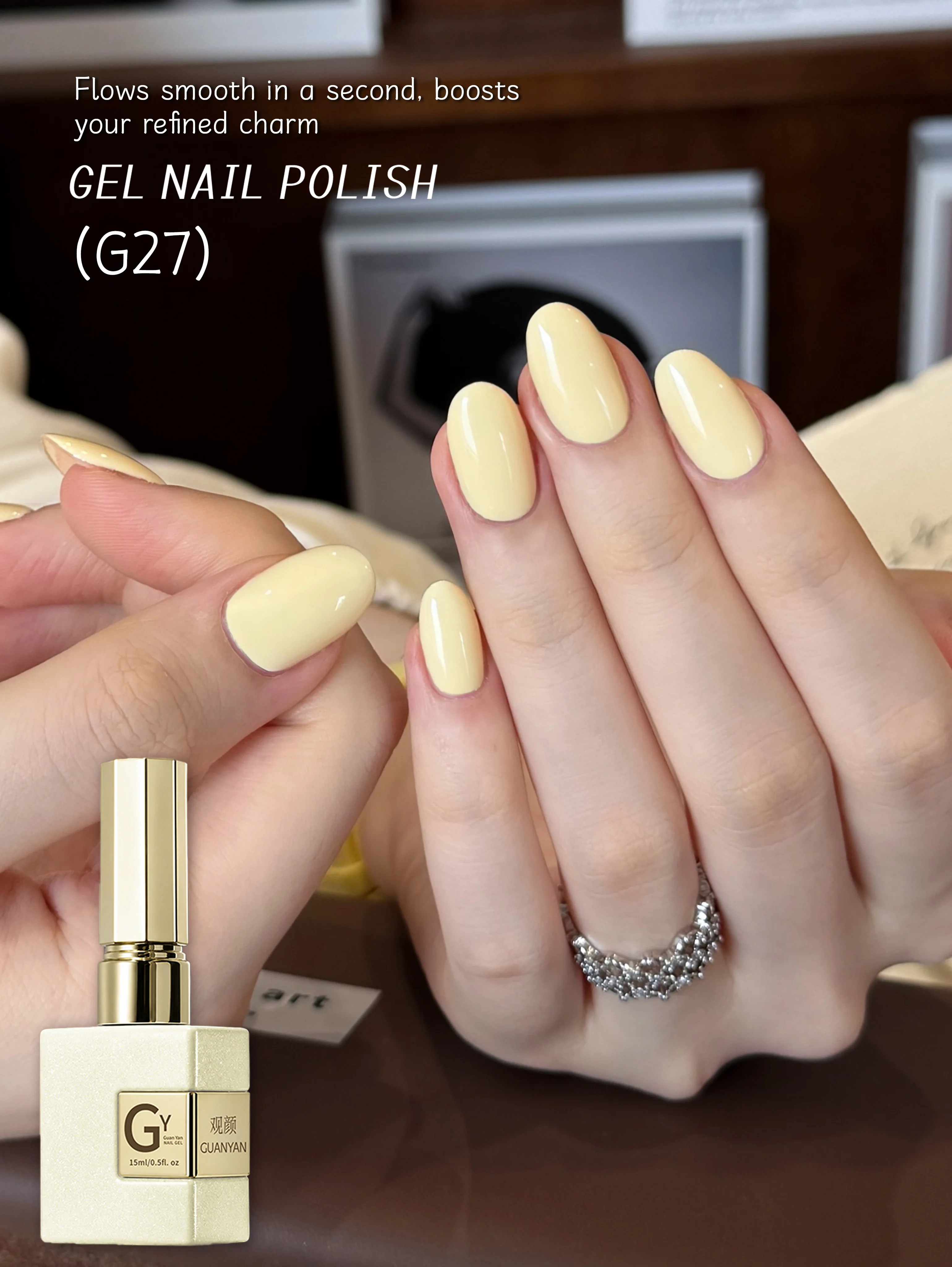 1Pc 15Ml Light Yellow Gel Nail Polish Starter Pure Soak Off No Wipe Nail Gel Polish Suitable For All Seasons