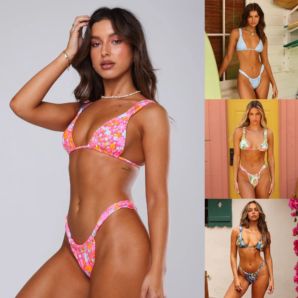 

Женский купальник в европейском и американском стиле с раздельными бретелями, сексуальное бикини