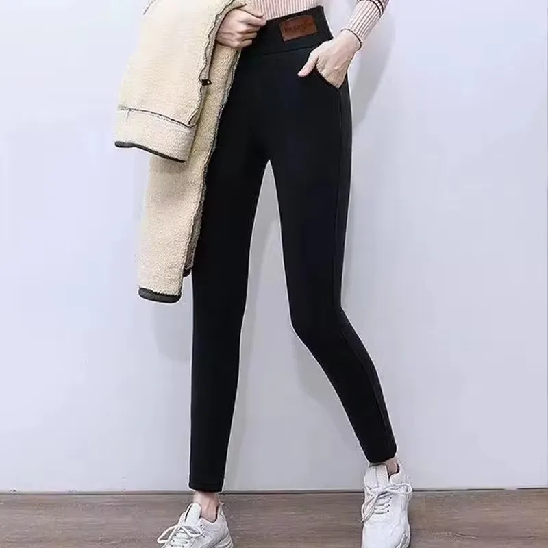 Leggings termici invernali da donna a vita alta Solid Fashion nero elastico autunno velluto comodi Leggings addensare pantaloni caldi