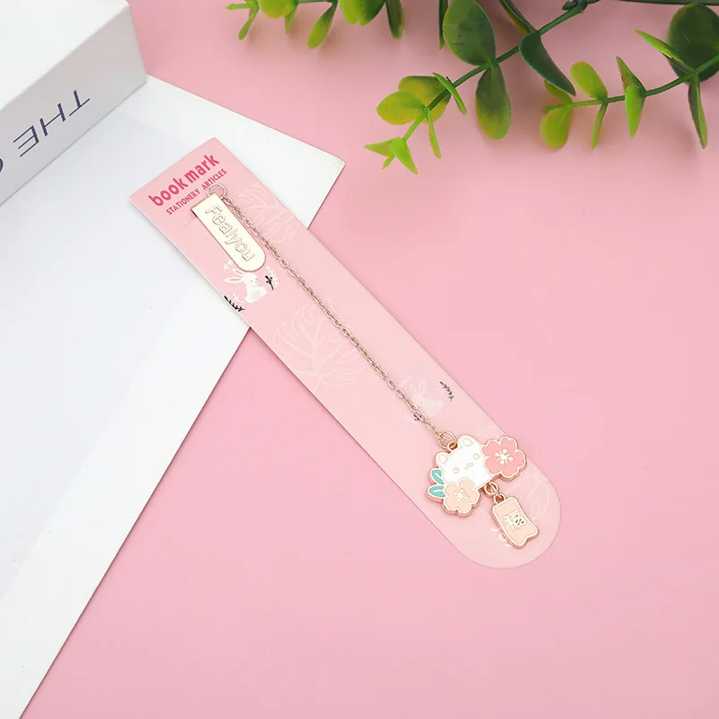 Student Stationery Metal Bookmark Exquisite Cute Rabbit Children's Textbook Book Clip Cartoon Flower Stationery Ggifts YHLQ145