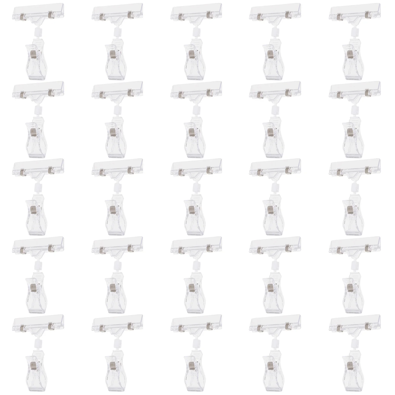 

25Pcs Fine Details Double Display Tag Clip Rotatable Design Sign Holder Double Clip Retail Supplies Plastic Sign Holder