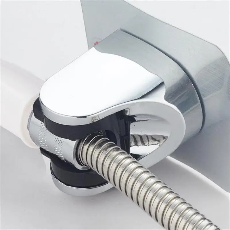 Support de pommeau de douche auto-adhésif poli, utile, réglable, déterminer l'aspiration, sans perceuse, sans poinçon T1