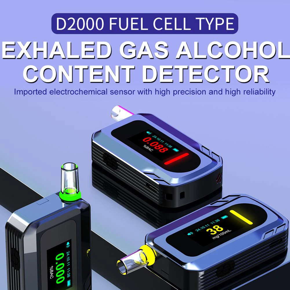 D2000 Electrochemical Alcohol Tester Portable Alcohol Tester Type C Rechargeable For Test Measurement Tool Accessory