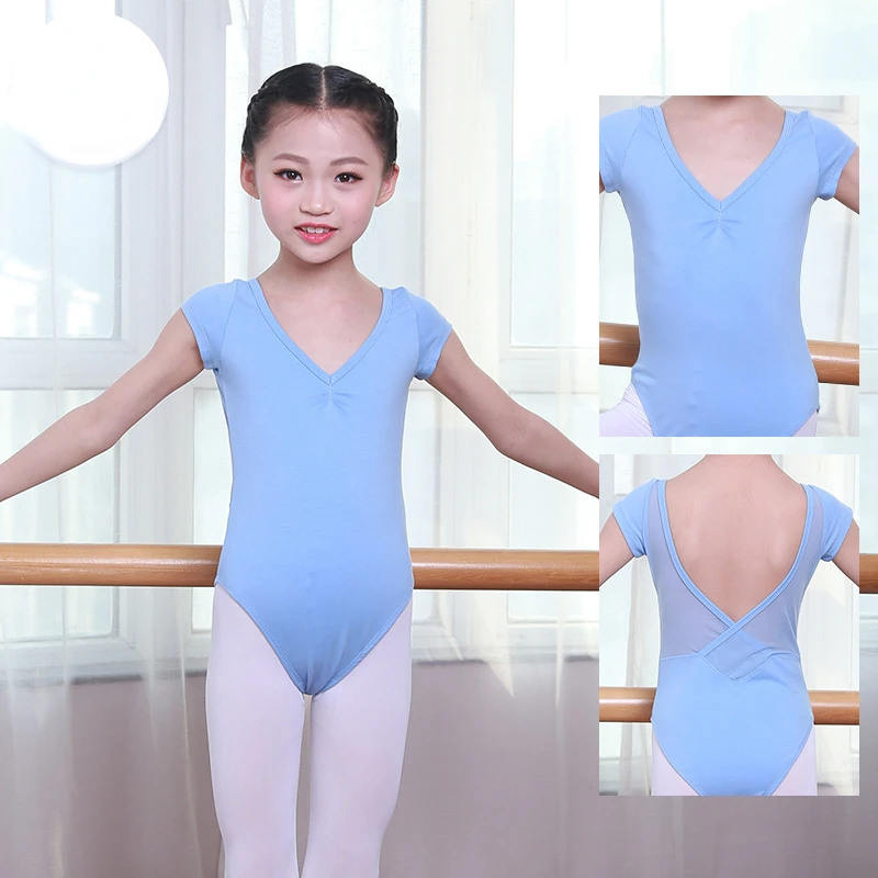 Bé Gái Tuổi Teen Ba Lê Leotard Lưới Chia Thể Dục Dụng Cụ Leotards Váy Múa Bodysuit Đen Tay Ngắn Trẻ Em Ba Lê Trang Phục