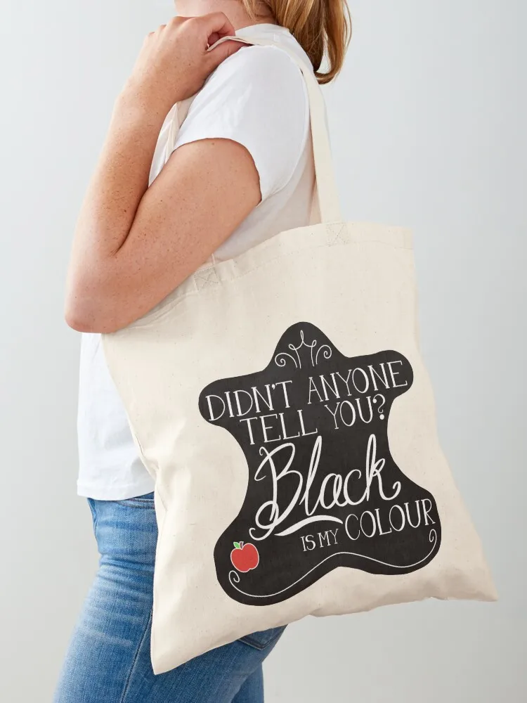 

Black is my colour (white font, English spelling) Tote Bag large tote bag hand bags custom bags tote bag women