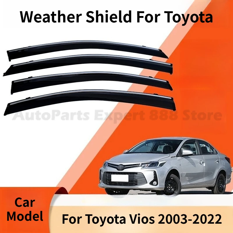 

Modification Part Weather Shield For Toyota Vios 2003-2022 Window Visor Rain Guard Deflector Windshield Rain Eyebrow Awning Trim