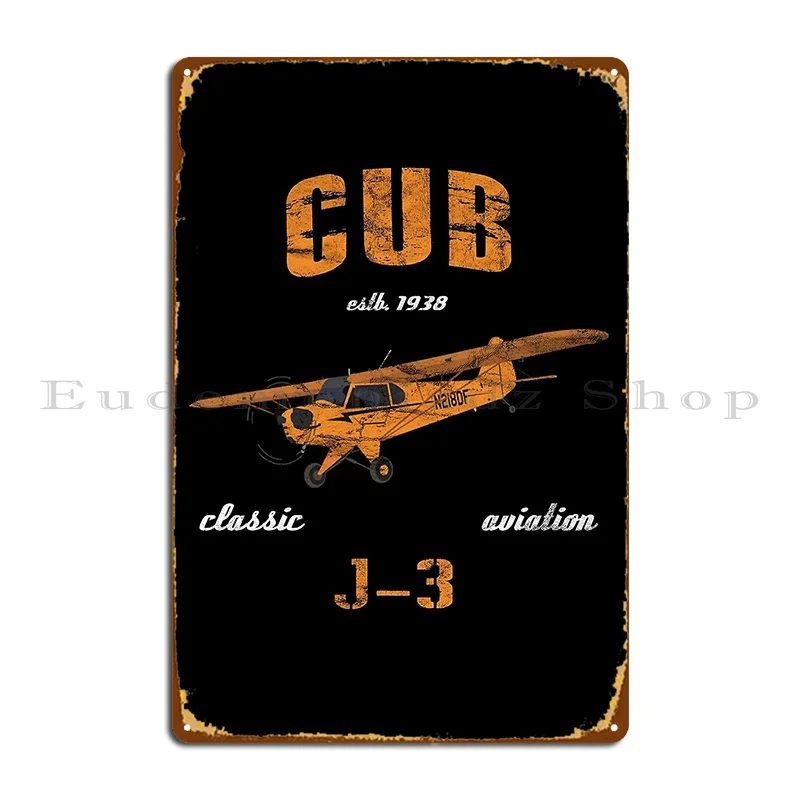 Piper j 3 cub clássico aviação vintage 1938 piloto placa de metal cartaz bar clube criar personalizado clássico estanho cartaz cartaz