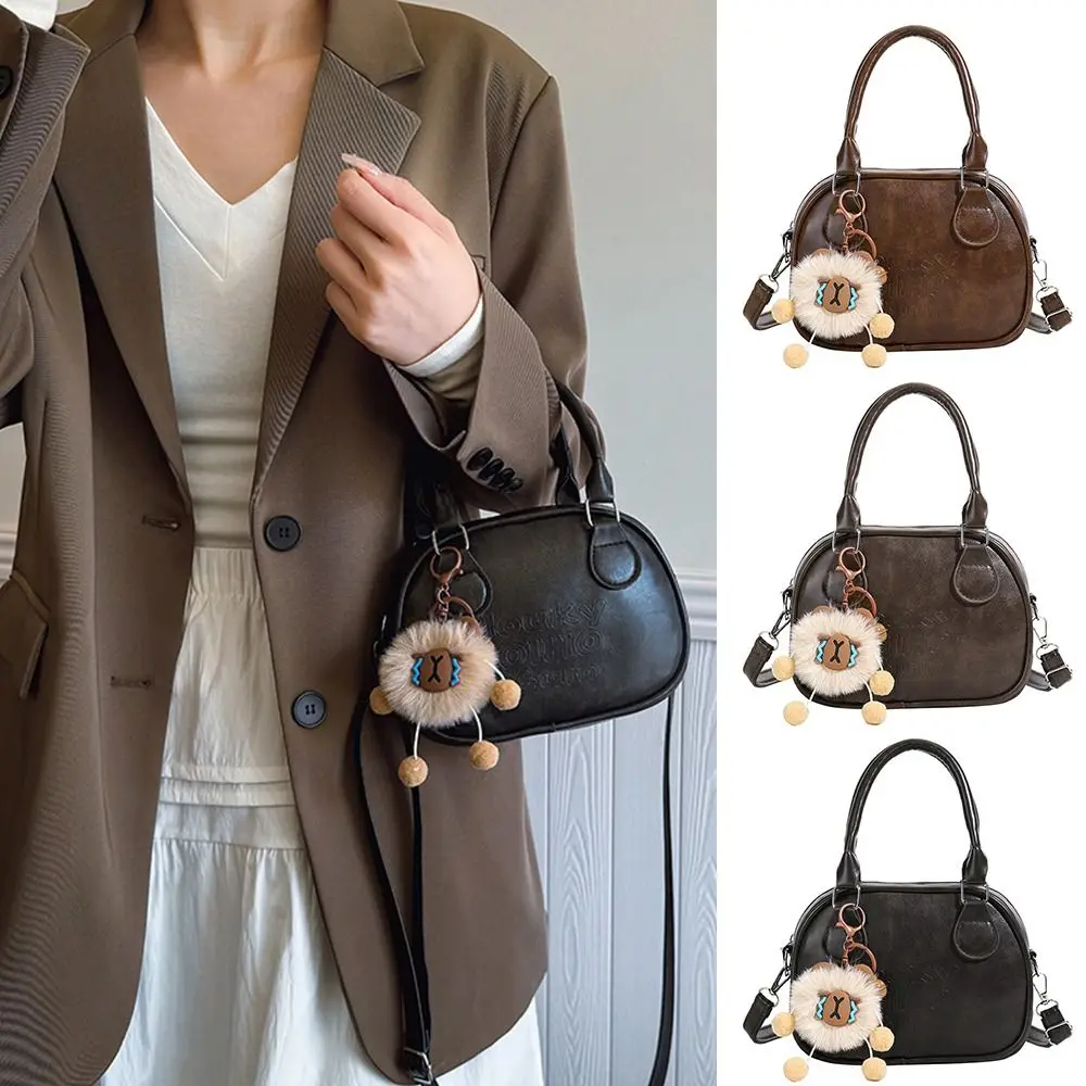 

Fashion PU Leather Shoulder Bag Large Capacity with Capybara Pendant Tote Bag Crossbody Bags Women