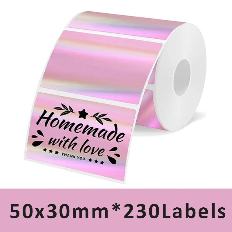 40mm 50mm M110/M200/M220 Holographic Laser COLOR Square Sticker DIY Seal Labels for M120 E210 Marklife P50 HPRT T20