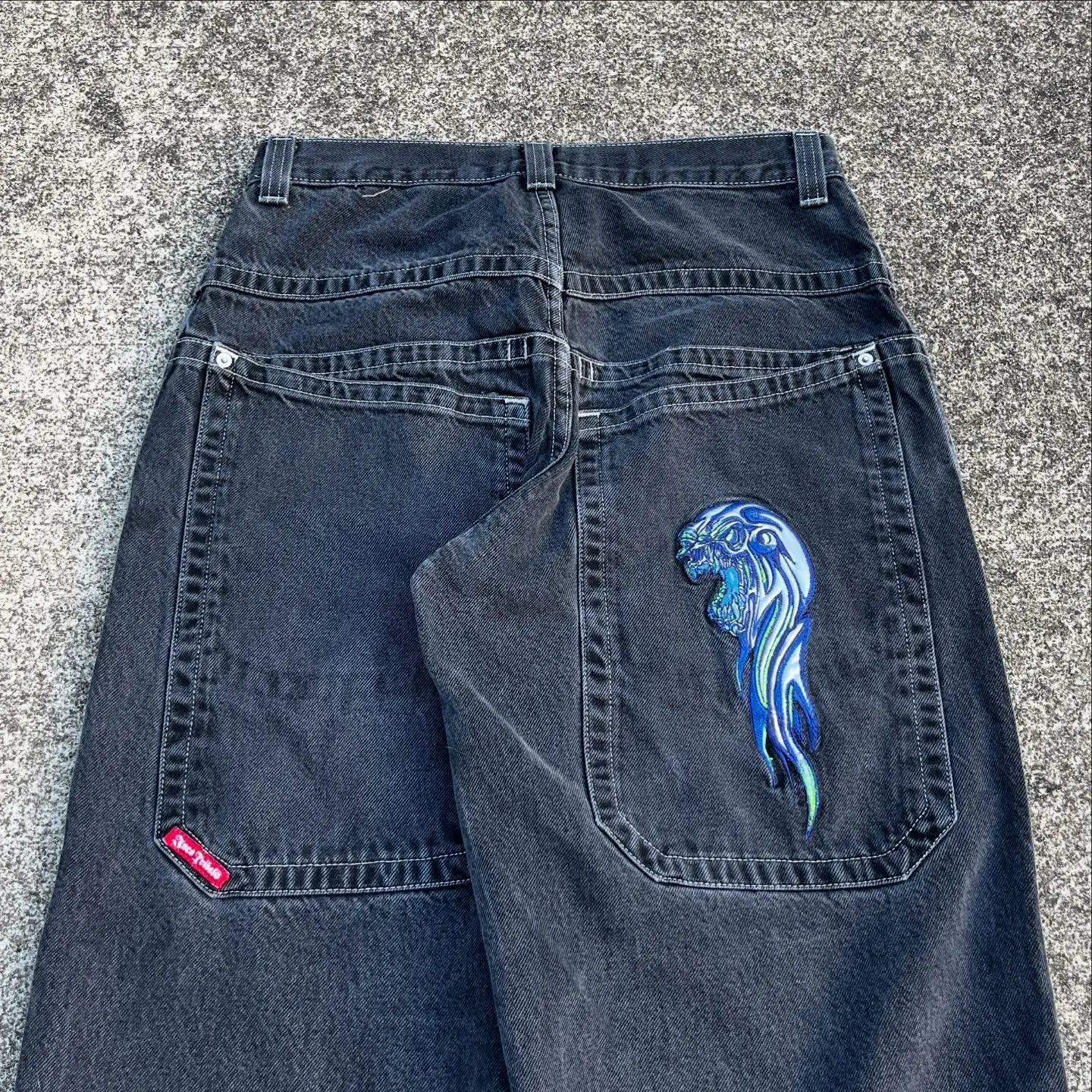 Pantalones vaqueros de pierna ancha para hombre, ropa de calle informal, Harajuku, Ghouls, Y2K, Hip Hop, JNCO, envío directo, novedad