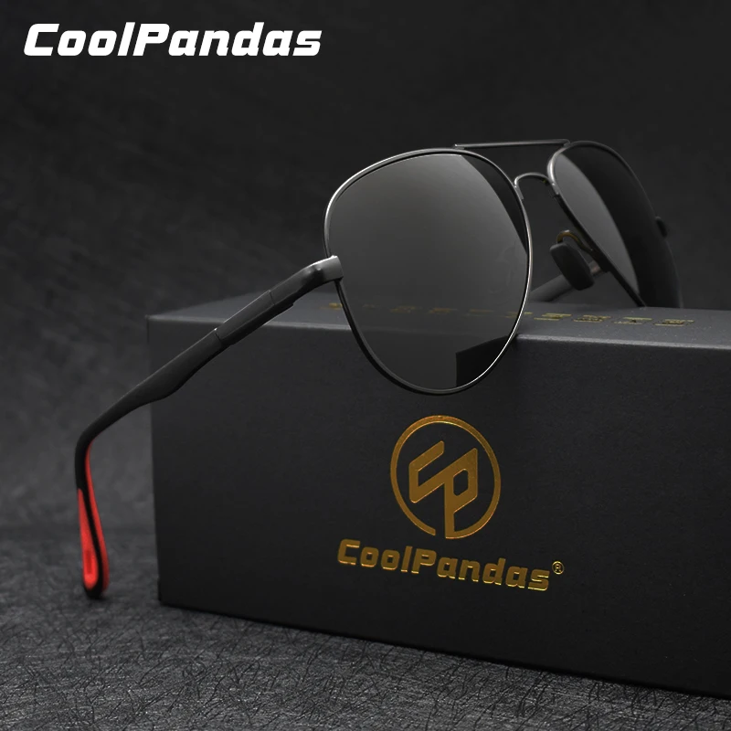 

CoolPandas TOP Fashion Alloy Frame Pilot Photochromic Sunglasses For Men Women Polarized Chameleon Mirror Lenses Eyewear Driving