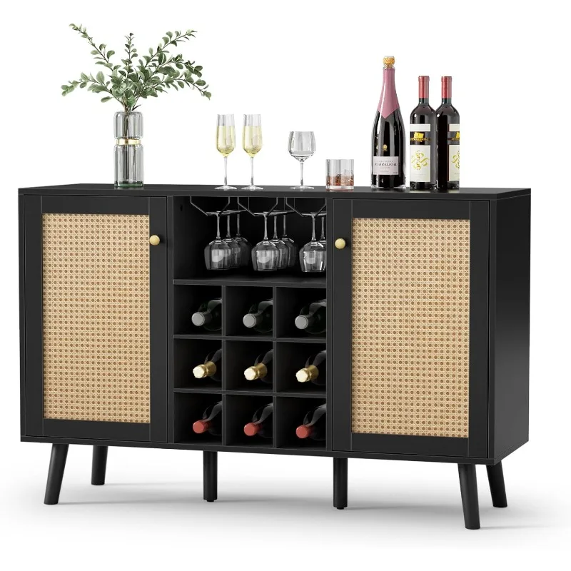 

Wine Bar Cabinet 47.2" Liquor Cabinet 2 Doors Buffet Cabinet with Storage Bar Cupboard for Kitchen Dining Room,