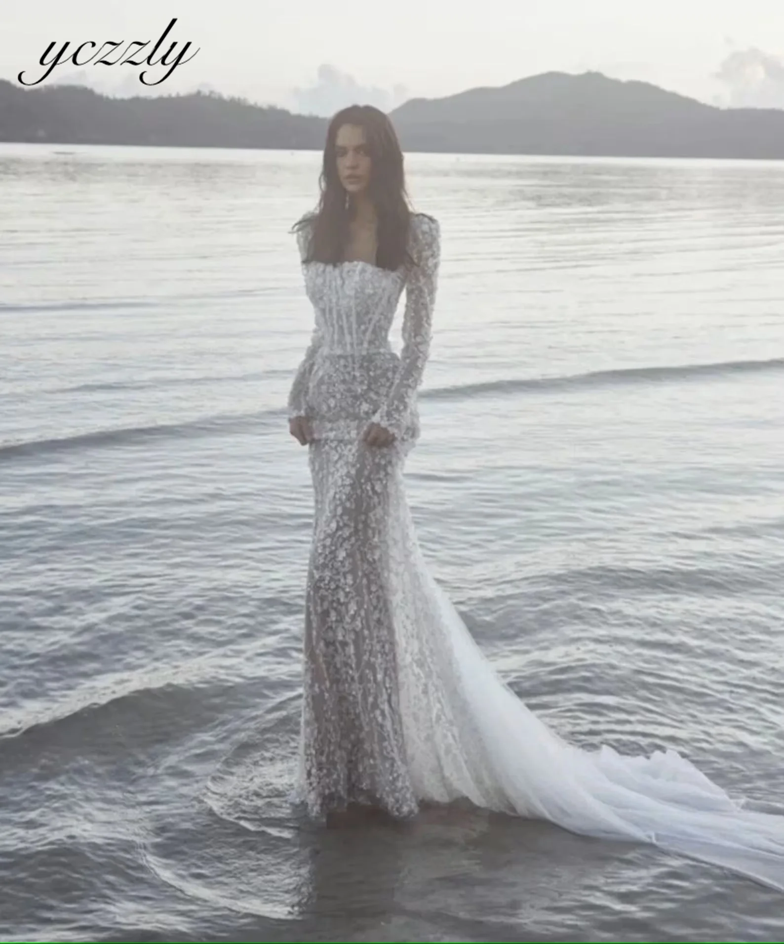 

Vestido De Novia Sirena Luxury Wedding Dress Long Sleeve Dresses Lace Corte Mermaid Noiva Largo Fiesta Boda Invitada Casamento