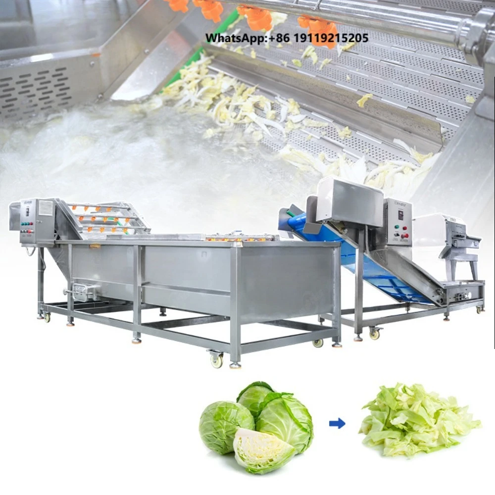 Leafy Vegetables Potato Carrot Automatic Vegetable Slicer Dicer Shredder Bubble Washer Compact Vegetable Washing Cutting Line