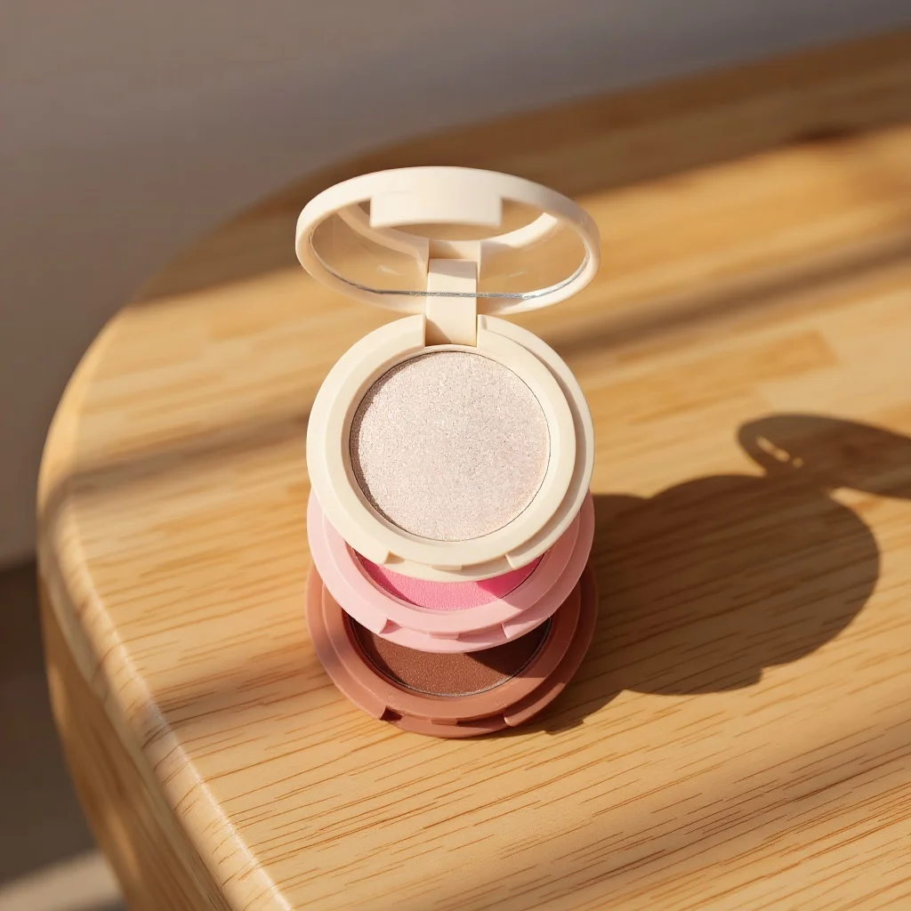 لوحة مكياج سهلة 3 في 1، بودرة كونتور الكل في واحد وأحمر خدود للمبتدئين، مجموعة لامعة للوجه #1