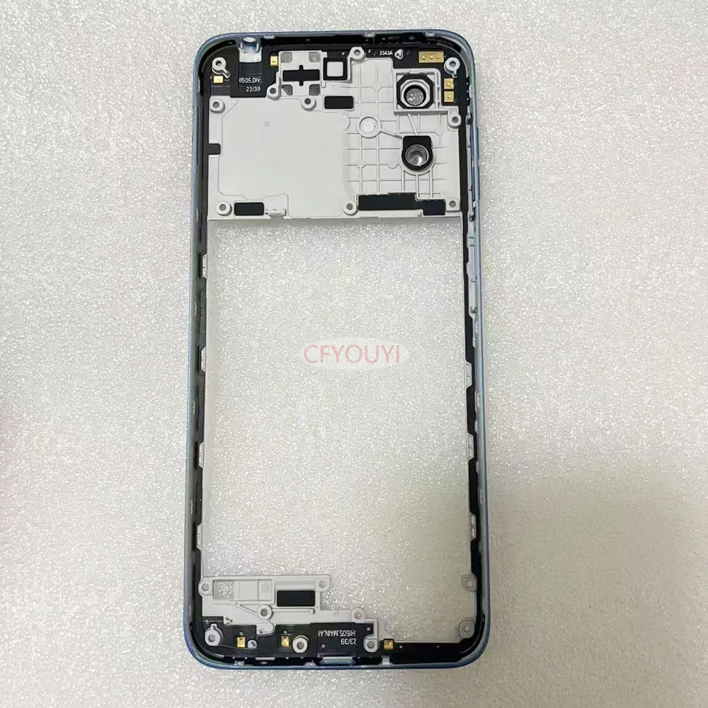 Middle Frame Plate Case Housing With Back Rear Camera Lens Repair Parts For Motorola Moto G Play 2024 Back Housing Frame -Blue
