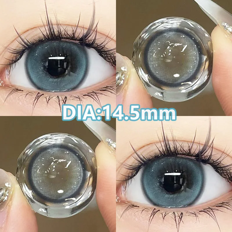 YIMEIXI 1Pair New Colored Contact Lenses with Prescription Myopia Lenses Anime Green Pupils Soft High Quality Lenses Blue Makeup