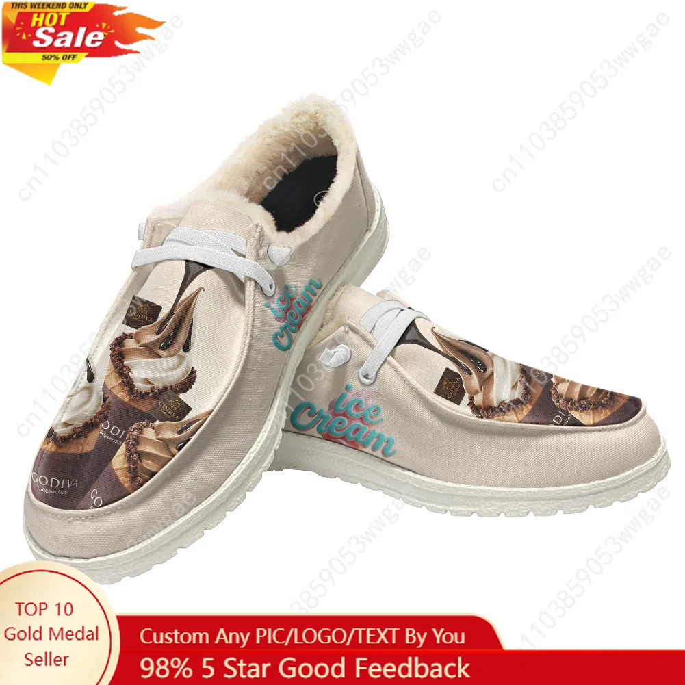 

Ice Cream Flat Shoe Mens Womens Warm Casual Shoe Indoor Outdoor Light Durable Comfortable Couple Shoe Fashion Customized Shoes