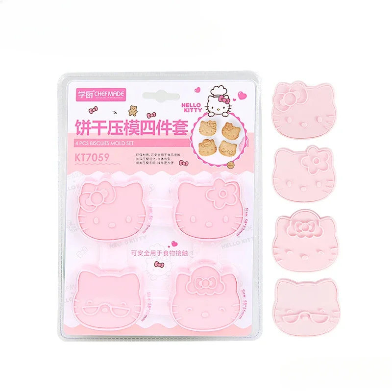 

Anime Sanrio HelloKitty Baking Mold Kawaii Stereoscopic Cake Cookies Moulding-die 4pcs Handmade Cartoon Home-use Halloween Gift