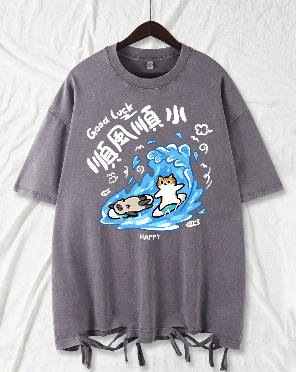 

Мужские футболки с мультяшным принтом «Удача», летняя футболка в стиле хип-хоп, классическая хлопковая спортивная одежда, свободная мягкая одежда