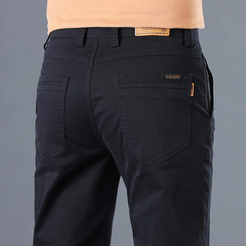 2024 Heren Hoge Kwaliteit Puur Katoen Klassieke Effen Kleur Casual Broek Business Stretch Katoen Slanke Rechte Merkbroek Mannelijke