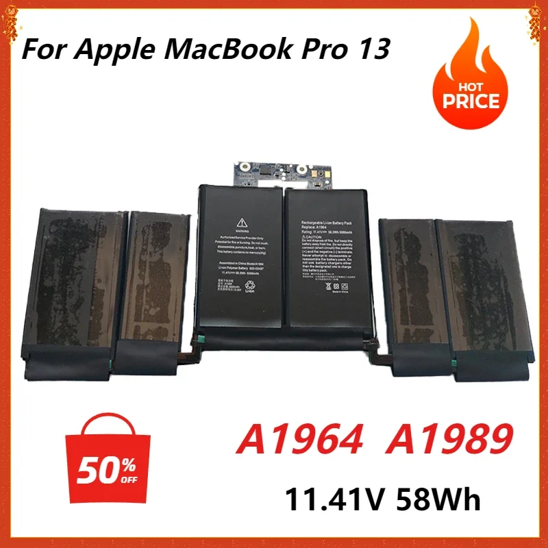 

A1964 Laptop Battery for Apple MacBook Pro A1989 13" (2018/2019) A2251 (2020) EMC3214 EMC3358 020-02497 MR9Q2LL/A 11.41V 58Wh