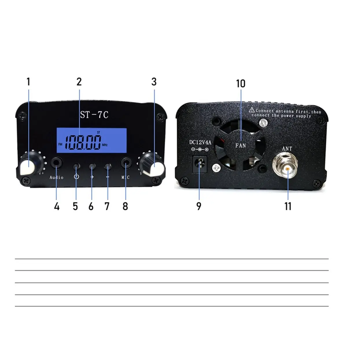Audio Converter Built-in PLL Frequency FM Broadcast Transmitter with Audio Amplifier 7w 15w 25w Optional