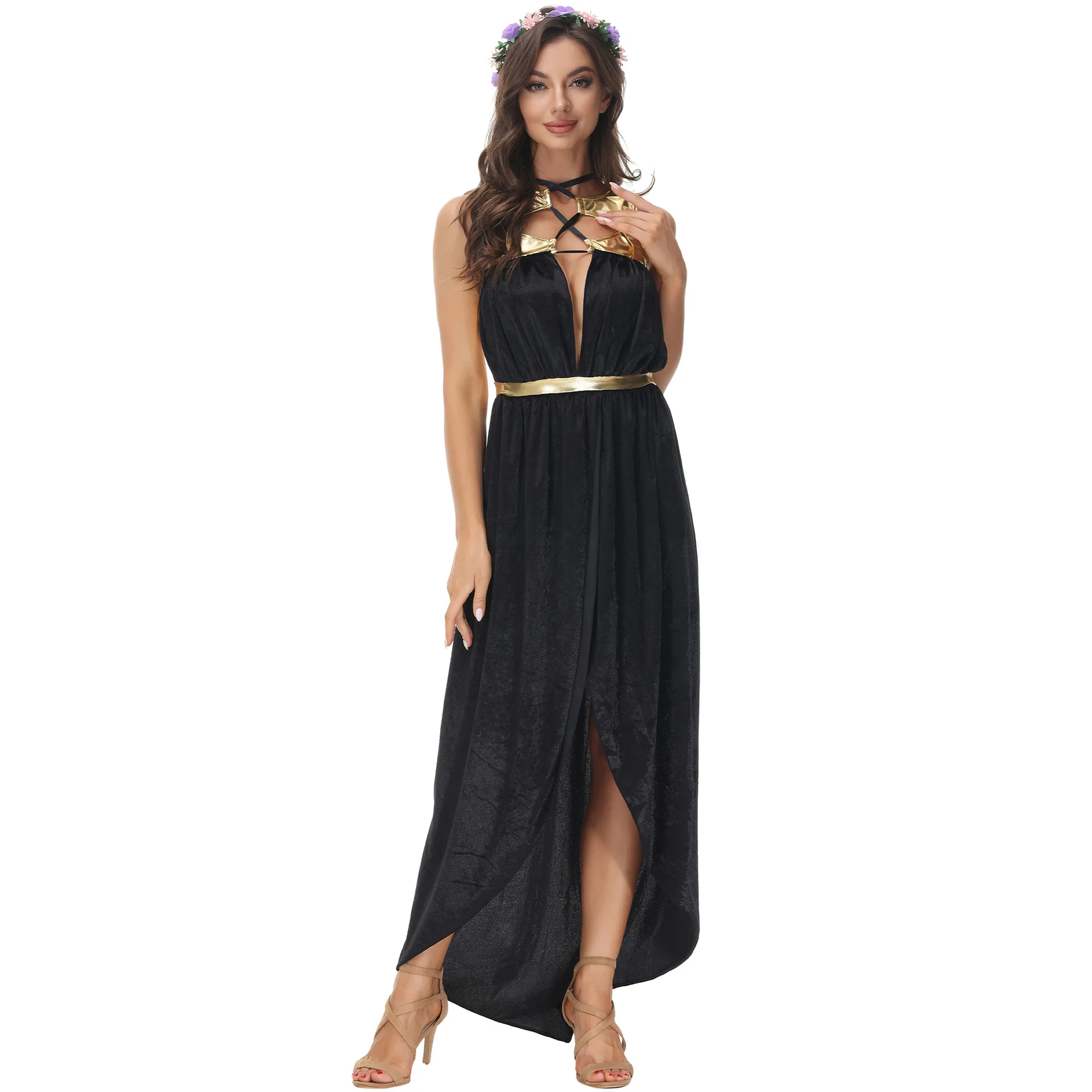 Halloween Costumes for Women Cosplay Goddess Dress Classical Greek Mythical Robe Sexy Dress Cos Witch Egyptian Cleopatra Party