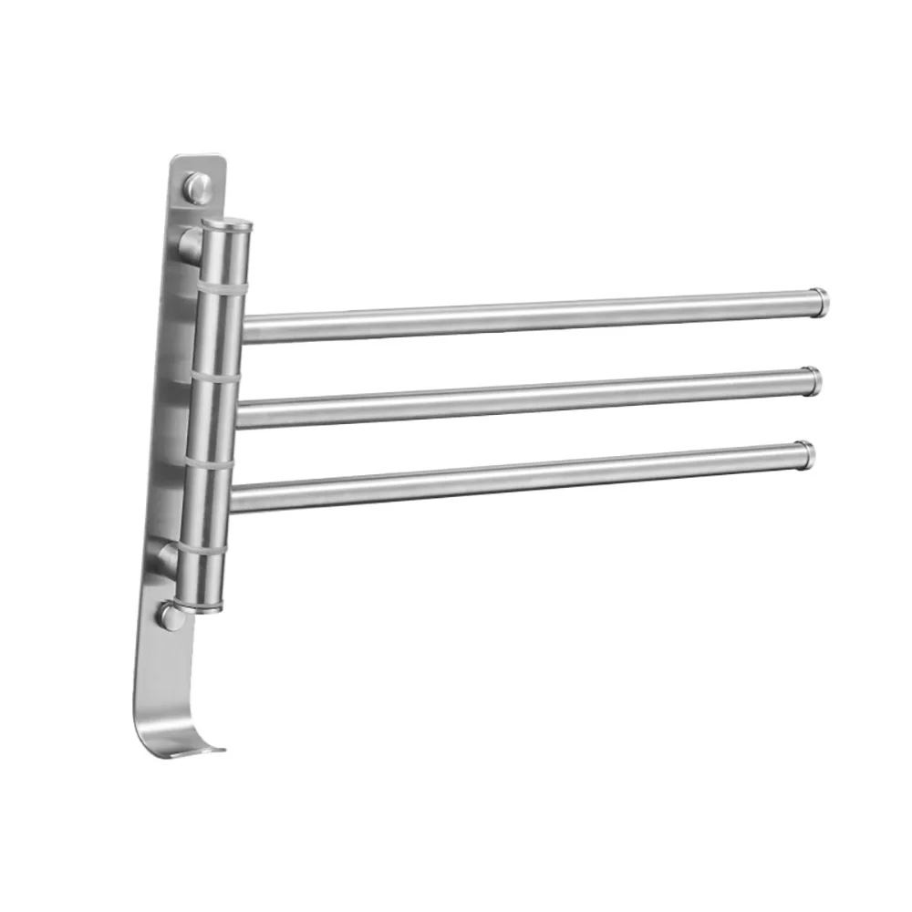 304 stainless steel Rotating towel bar no punch towel rack double rod multi-rod bathroom towel rack hanging rod