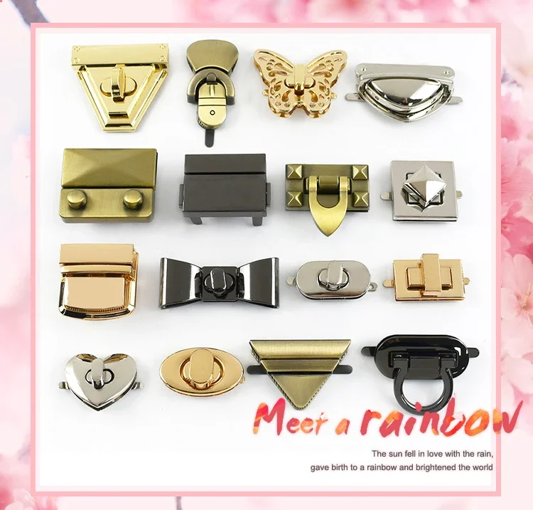 2Pcs Metal Bag Lock Buckles Turn Twist Locks for Women's Handbag Shoulder Bags Closure Latch Clasp DIY Hardware Accessories