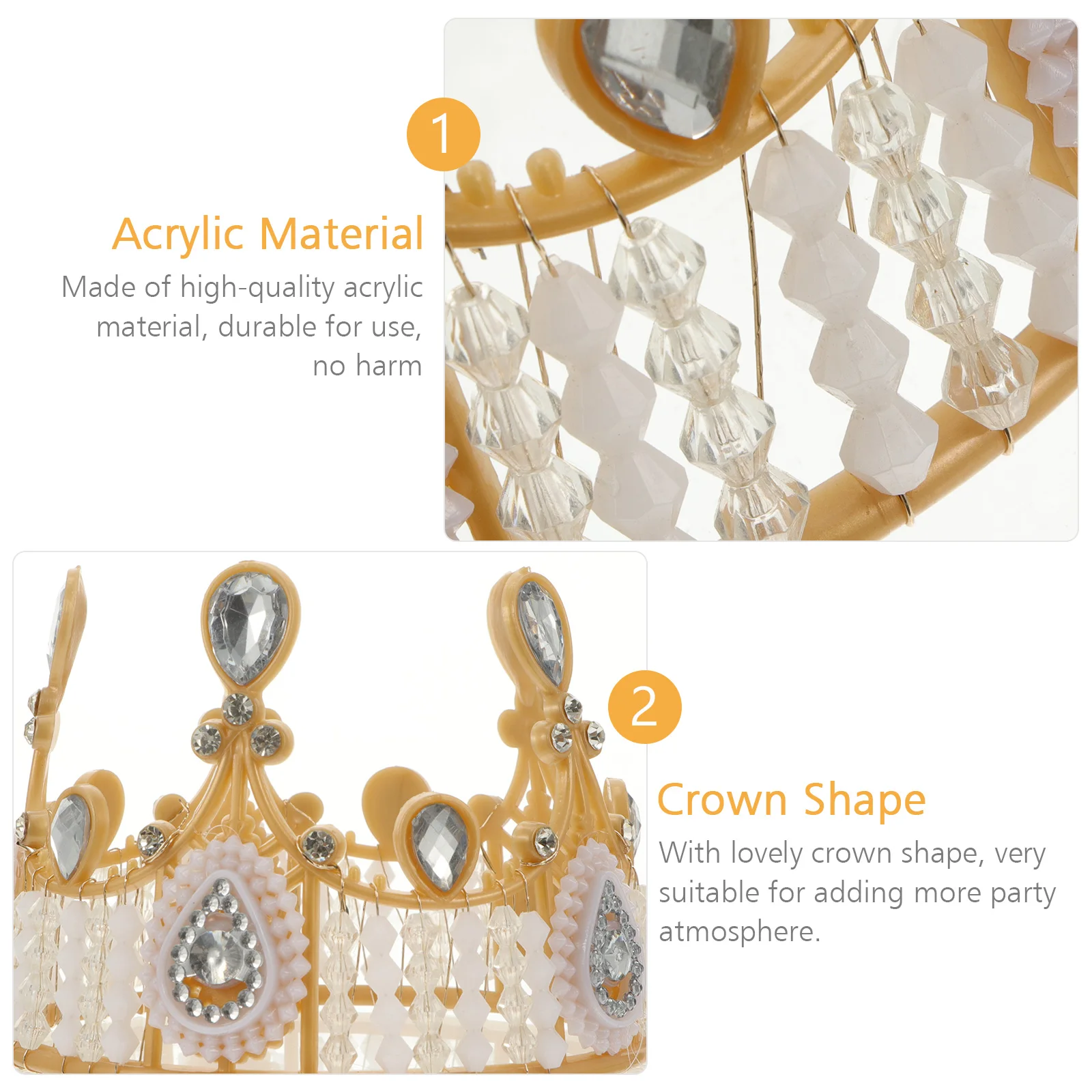 

2Pcs Cake Crown Toppers Acrylic Golden Party Decorations Fruits Desserts Birthday Celebration Lovely Accessories Fit Cakes