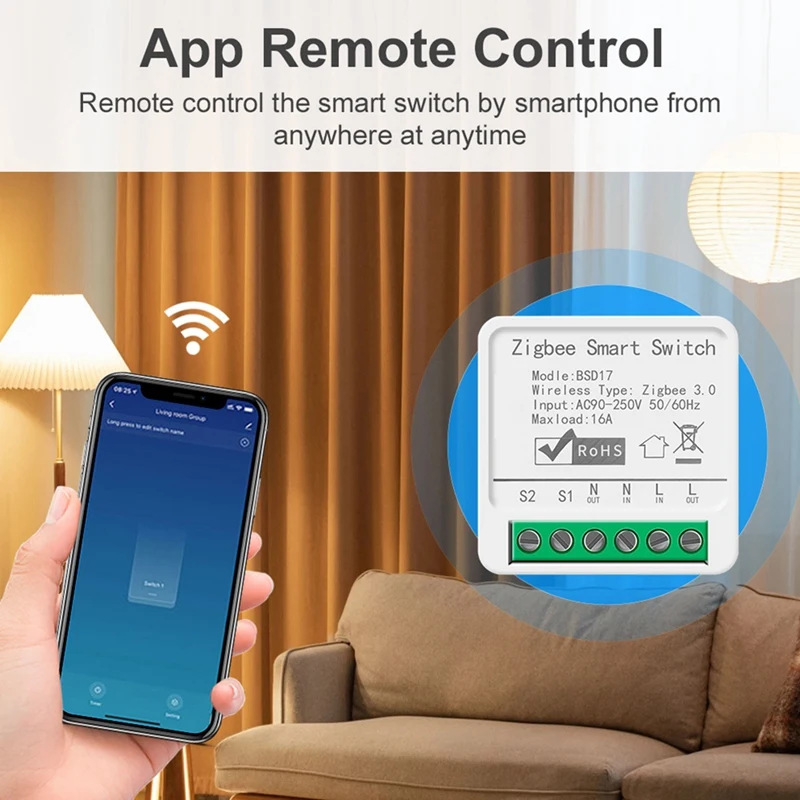 Tuya Tuya 16A Smart Switch Zigbee Cassette Switch APP Mobile Phone Remote Voice Timing Alexa