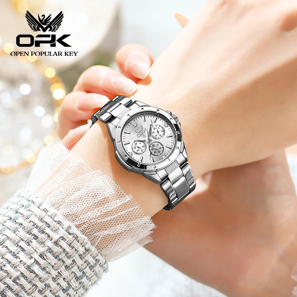 OPK 6001 Quartz Watch for Women Waterproof Luminous Chronograph Ladies Wristwatch Business Women\'s Watches reloj para mujer