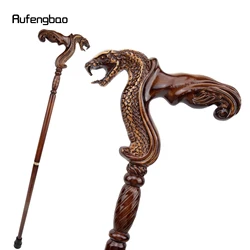 Cobra Snake Brown Wooden Fashion Walking Stick Decorative Cospaly Party Wood Walking Cane Halloween Mace Wand Crosier 93cm