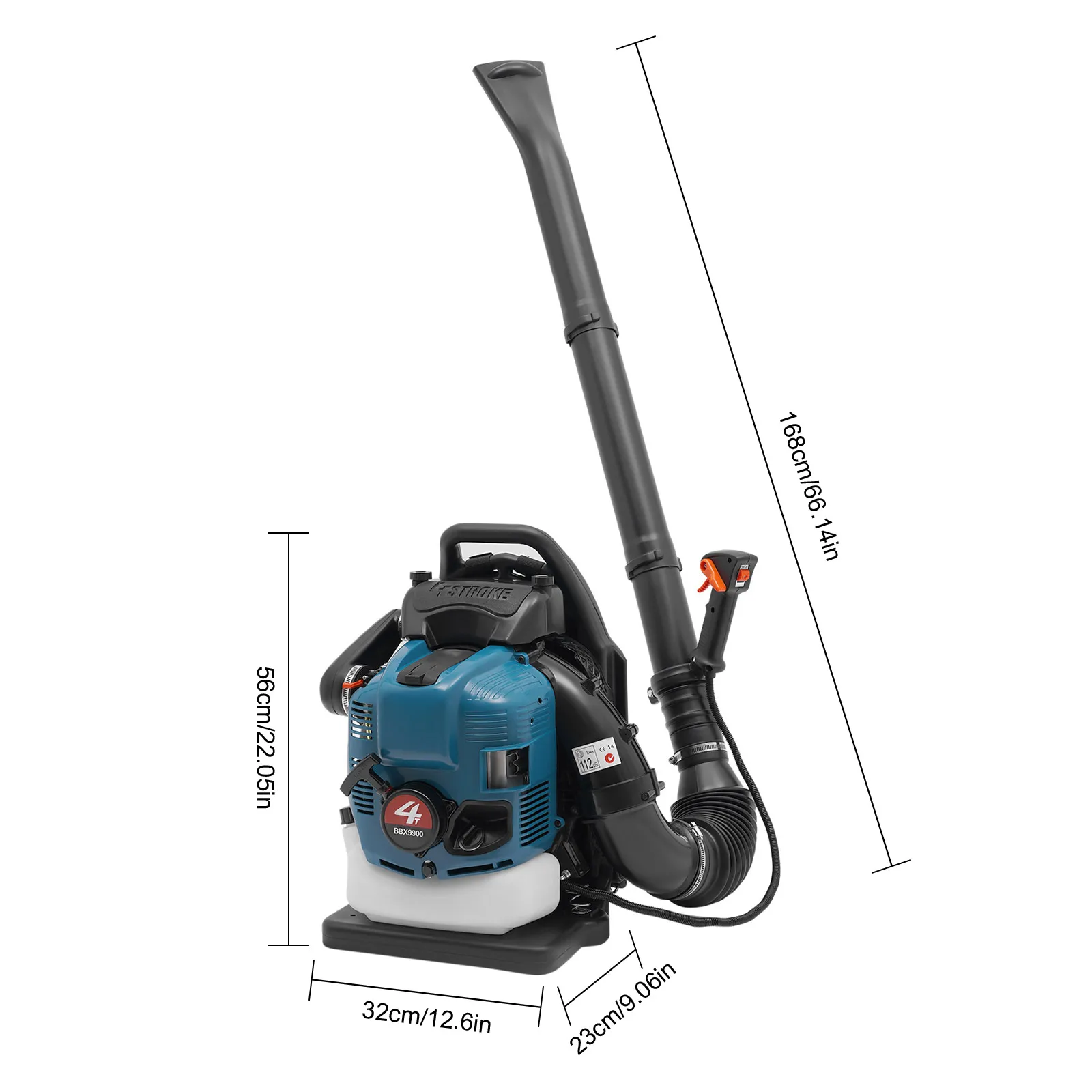 4 Stroke Gasoline Leaf Blower, Backpack Cordless Gasoline Air Blower 2.6kw/7000r/min Adjustable Speed for Yard Garden Lawn Care