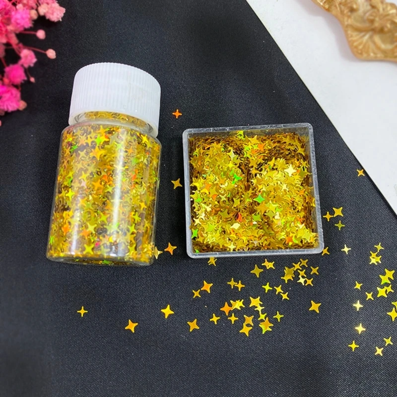 Star Glitter อีพ็อกซี่เรซินแม่พิมพ์ฟิลเลอร์เล็บเลื่อม Glitters-Flake ตกแต่งเล็บ เรซิ่นบรรจุวัสดุ