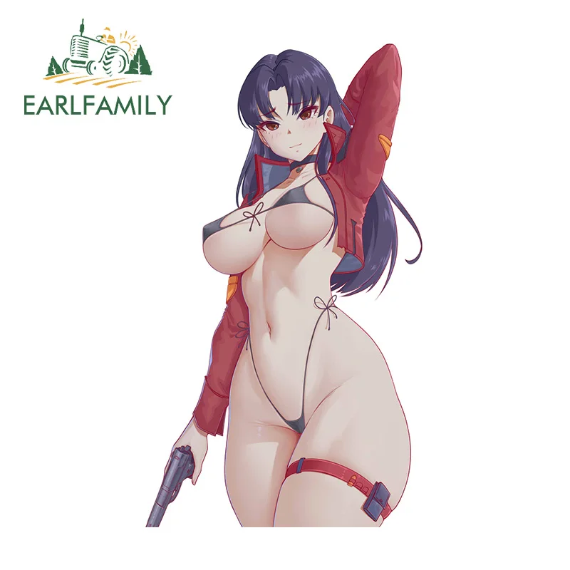 EARLFAMILY 13cm X 7.5cm Katsuragi Misato Anime NSFW adesivi per auto accessori decalcomania impermeabile antigraffio adesivo decorazione