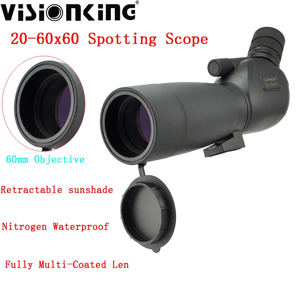 Visionking HD 20-60x60 Soptting Scope Bak4 FMC Nitrogen Waterproof Monocular Birdwatching Target Shooting Powerful Telescope