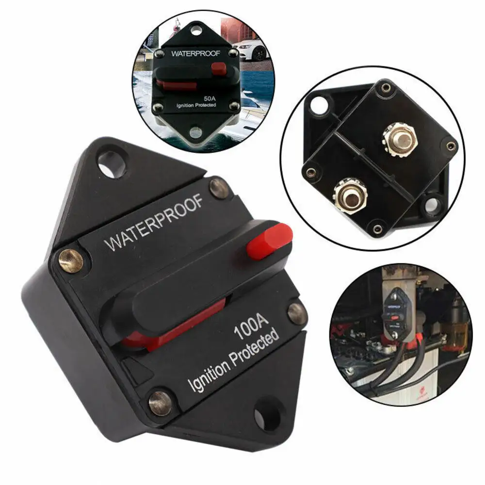 Circuit Breaker Reset for Car Audio System Waterproof Marine Circuit Breaker Reset Fuse for System Protection 12V- 48V