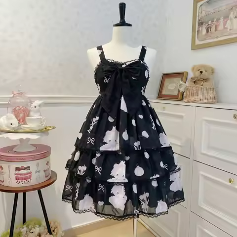 Y2k Vintage Japanese Lolita Mini Dress Women Evening Party Clothing Casual Sweet Black Dress Outwear 2026 Summer Short Sleeve