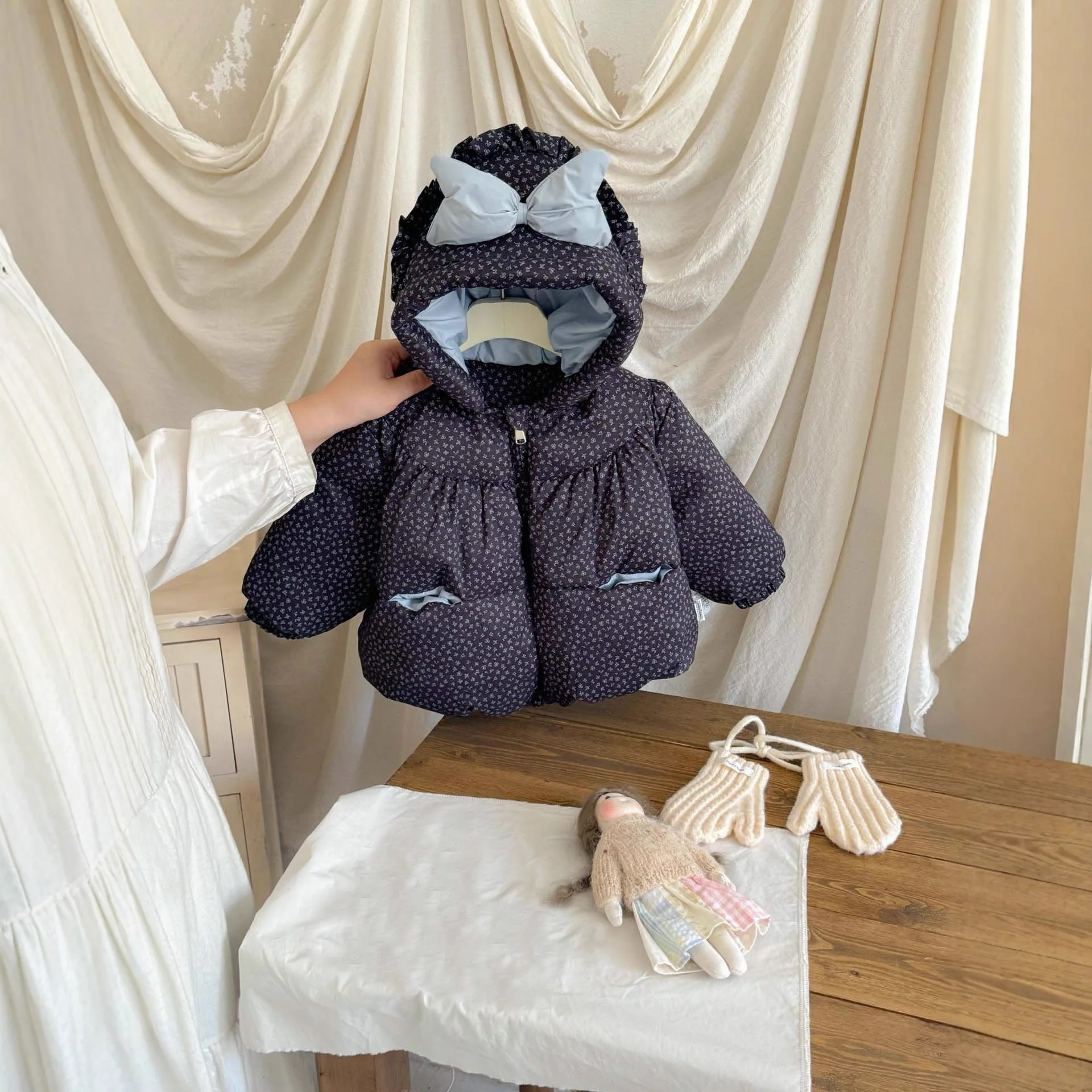 

2025 Winter Toddler Girl Down Jacket Thick Warm Hooded Kids Baby Girls Down Coat 90% White Duck Girls Windbreaker Outerwear Coat