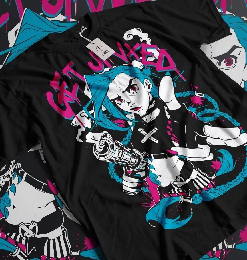 

Jinx Arcane T-Shirt Japanese Anime Cartoon Jinx Arcane Graphic T-Shirt All Size