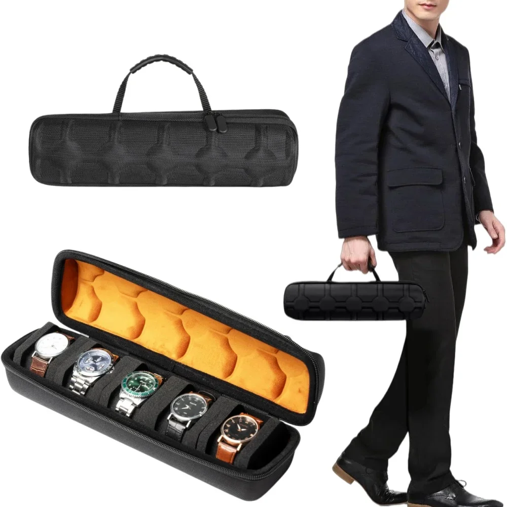 Portable Watch Storage Box For Men,Watch Travel Case Portable Storage Watch Display Holder for Wristwatches and Smart Watches