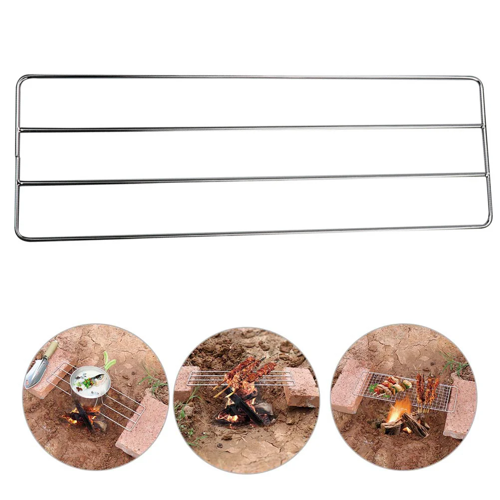 

1 set 1 Set Stainless Steel Bbq Grill Rack For Outdoor Cooking Pot Holder Camping Picnic Grilling Mesh Baking Food Cooling Rack