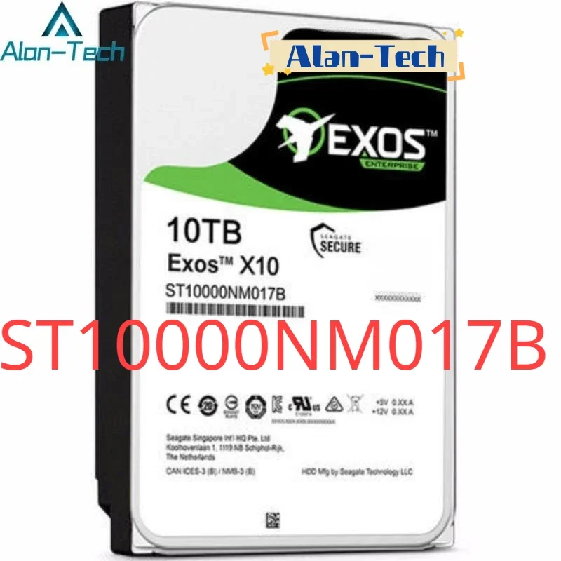 For Sea-gate ST10000NM017B 10TB SATA 3.5-inch HDD Exos 7E10 Enterprise 512e 4Kn SATA 6.0GB/s 7200rpm 256MB Interface Rate300MB/s