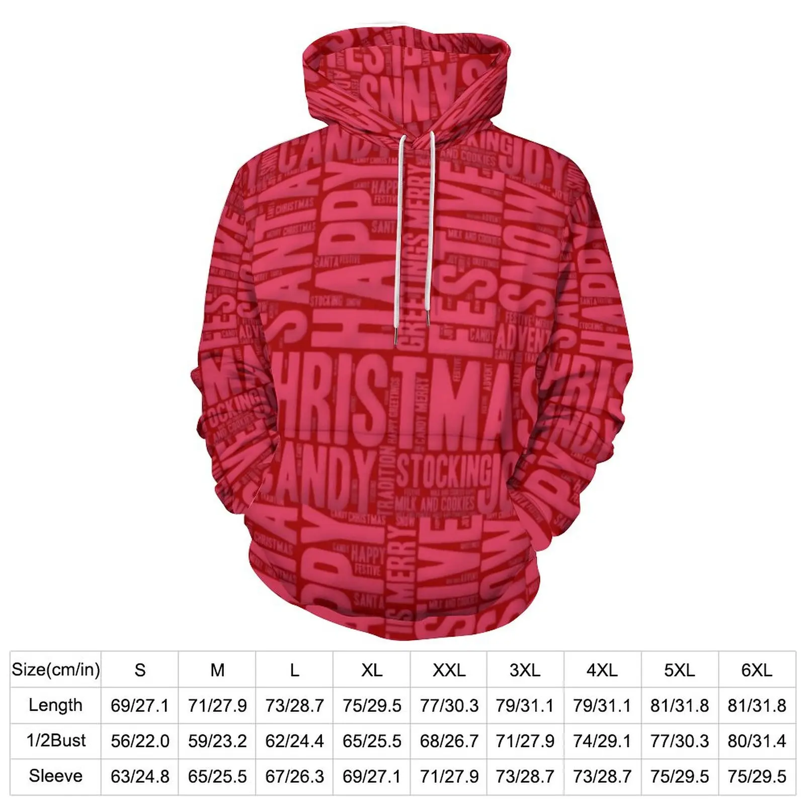 Christmas Word Art Hoodies Red and Pink Street Wear Casual Pullover Hoodie Long Sleeve Hooded Sweatshirts Birthday Present