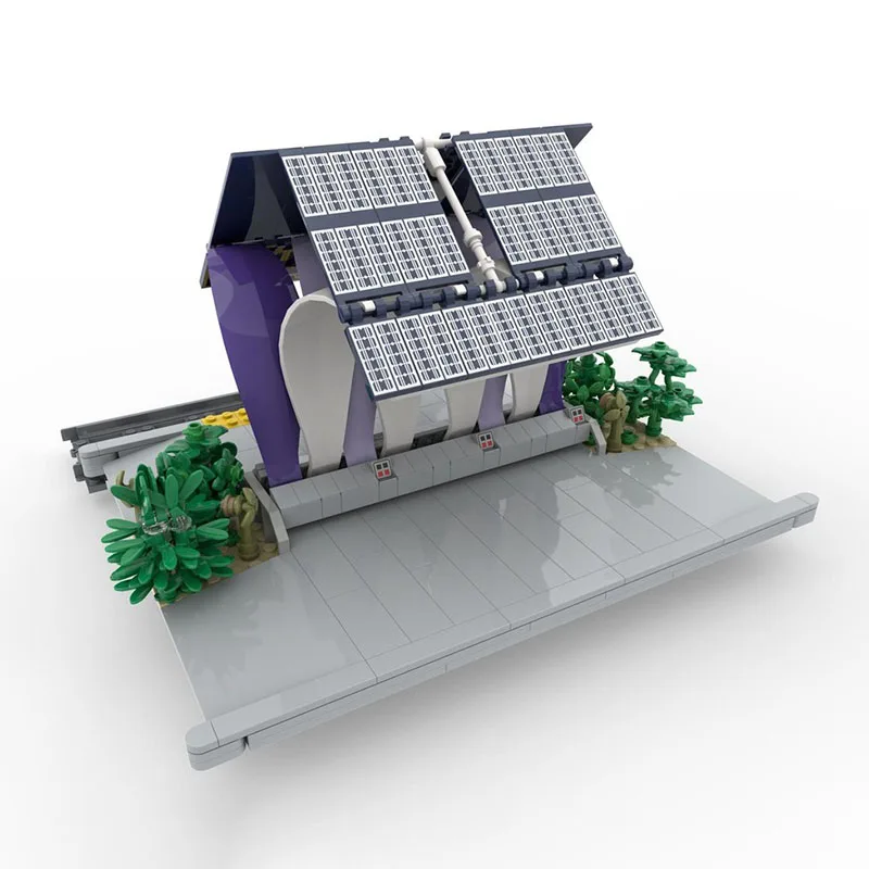 Moc قوالب بناء وحدات السكك الحديدية الخفيفة العبور المأوى مع تكنولوجيا نموذج الطاقة الشمسية كتل عيد الميلاد لتقوم بها بنفسك لعبة هدايا البناء #3