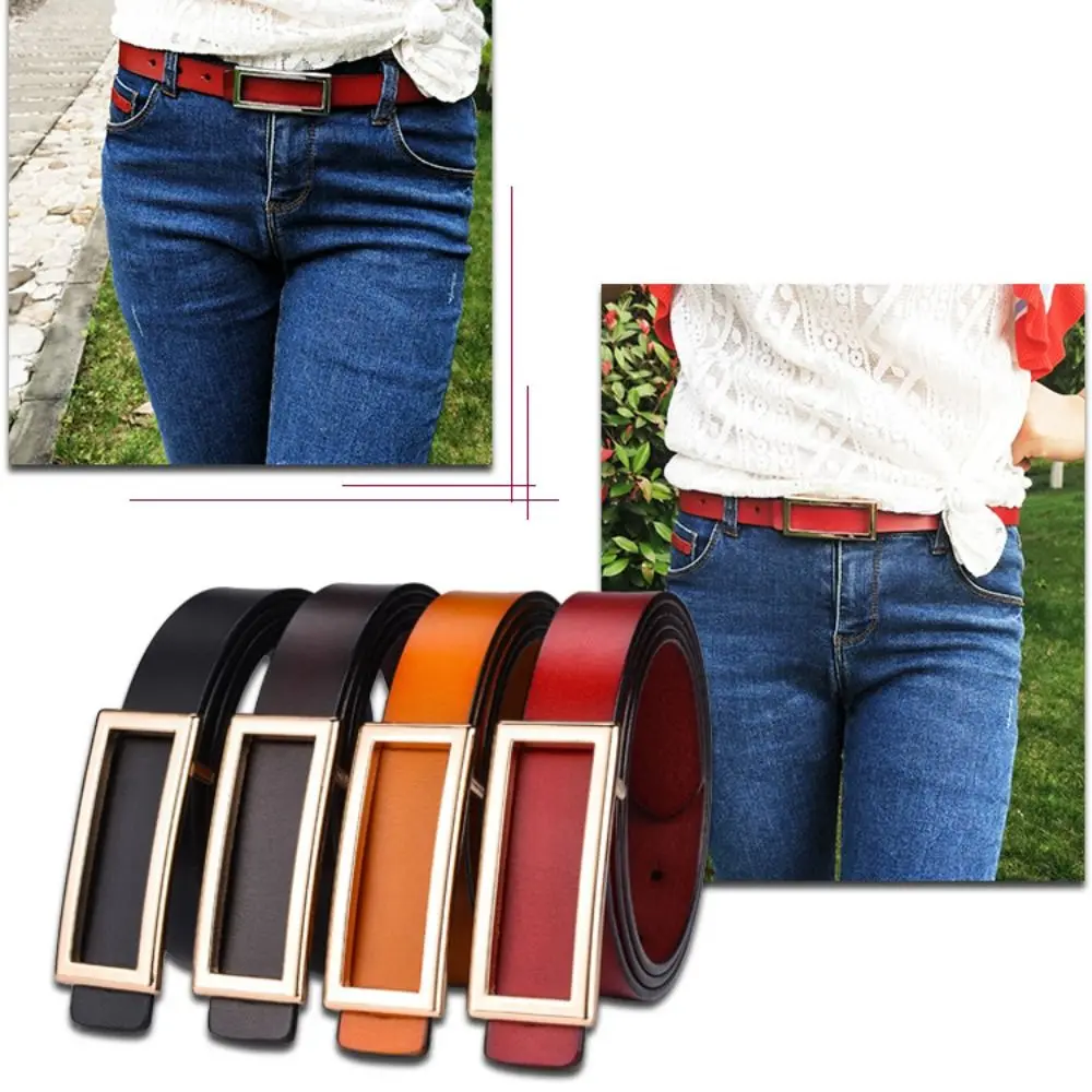 حزام الخصر، أحزمة جلدية أصلية أنيقة، حزام فستان بإبزيم مستطيل، حزام ضيق مزخرف قابل للتعديل، مناسب تمامًا #1