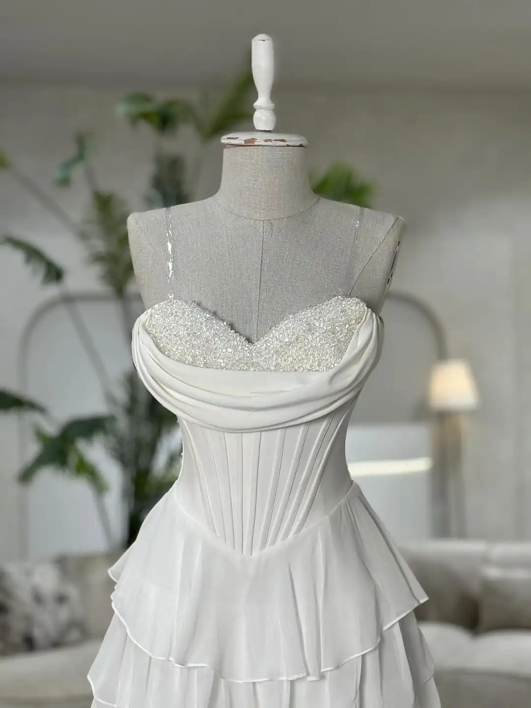 Vestido de noche de tul con volantes escalonados, corsé plisado de espina de pescado con lentejuelas y escote en forma de corazón, vestido de fiesta de graduación nupcial para boda